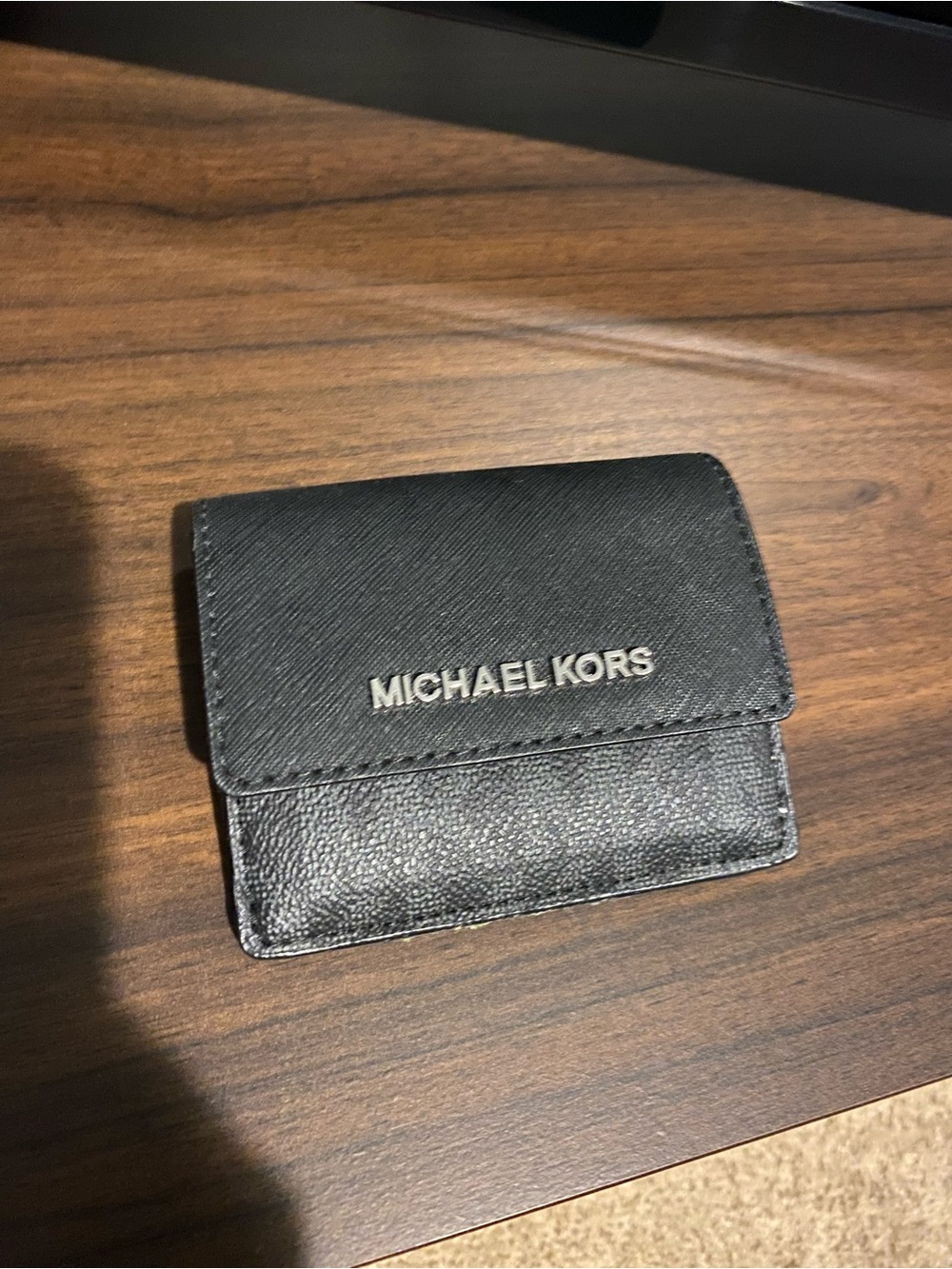 Michael Kors Black Leather Compact Card Case with Logo